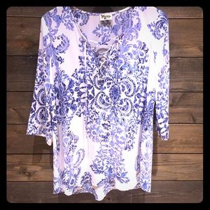 Show Me Your Mumu Blue & White Tunic